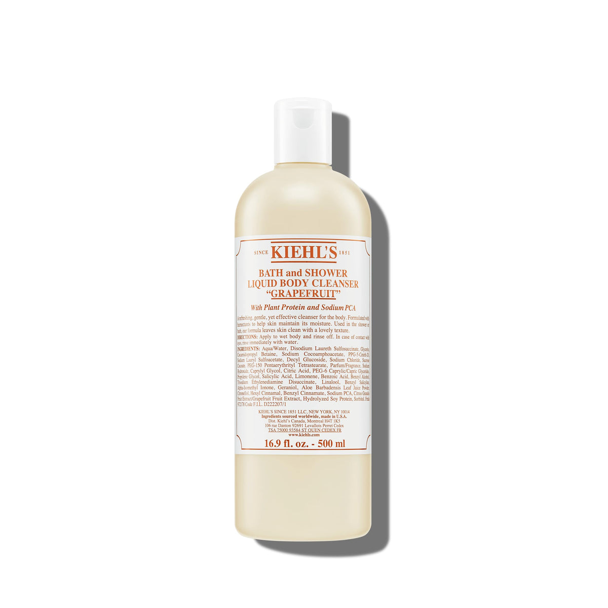 Kiehl's front packaging showing grapefruit body cleanser and benefits
