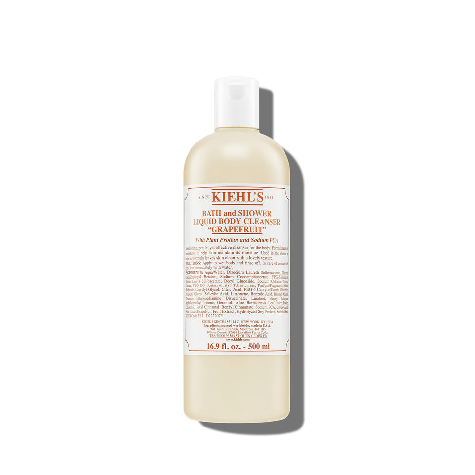 Kiehl's front packaging showing grapefruit body cleanser and benefits