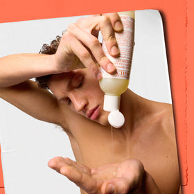 Kiehl's bottle in a bright bathroom showing refreshing routine