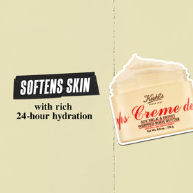 Kiehl's ingredient display with shea butter and oils illustrating nourishing blend
