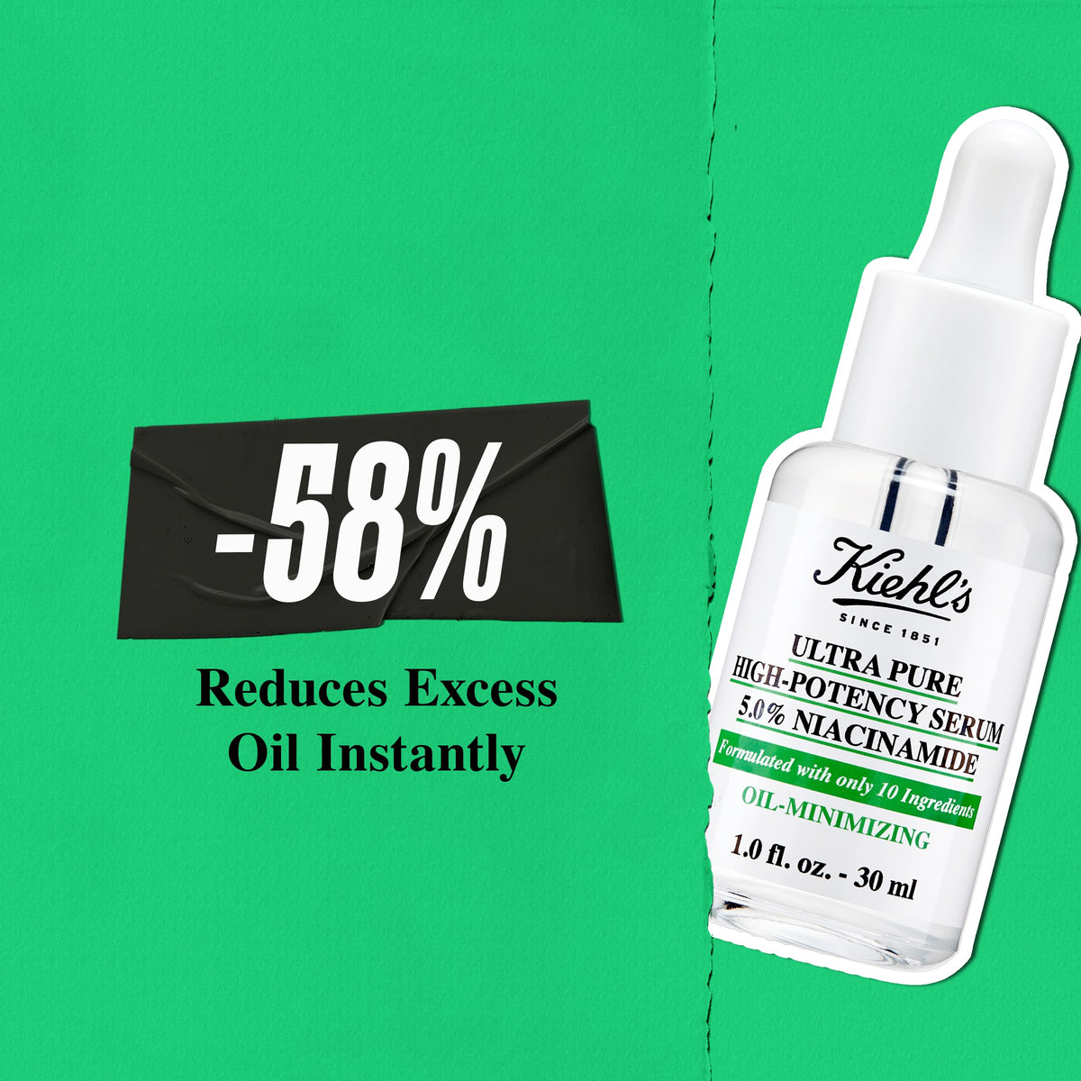 Kiehl's label and ingredient list emphasizing minimal, ten-ingredient formula