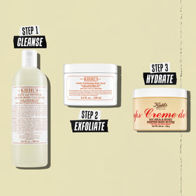 Kiehl's jar on bathroom shelf in lifestyle setting suggesting daily routine comfort