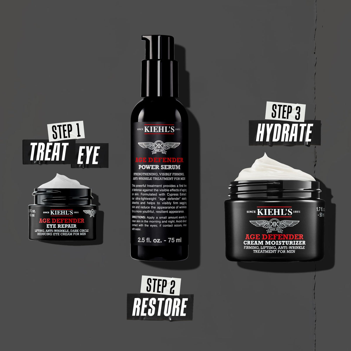 Kiehl's on bathroom shelf in morning routine boosting daytime grooming
