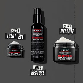 Kiehl's on bathroom shelf in morning routine boosting daytime grooming