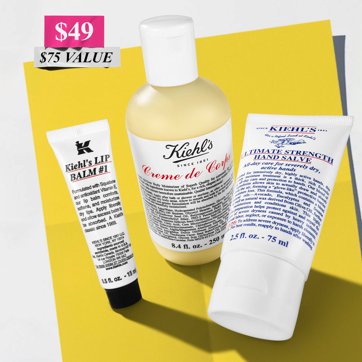 Kiehl's lip balm stick and cap illustrating smooth, soothing lip care