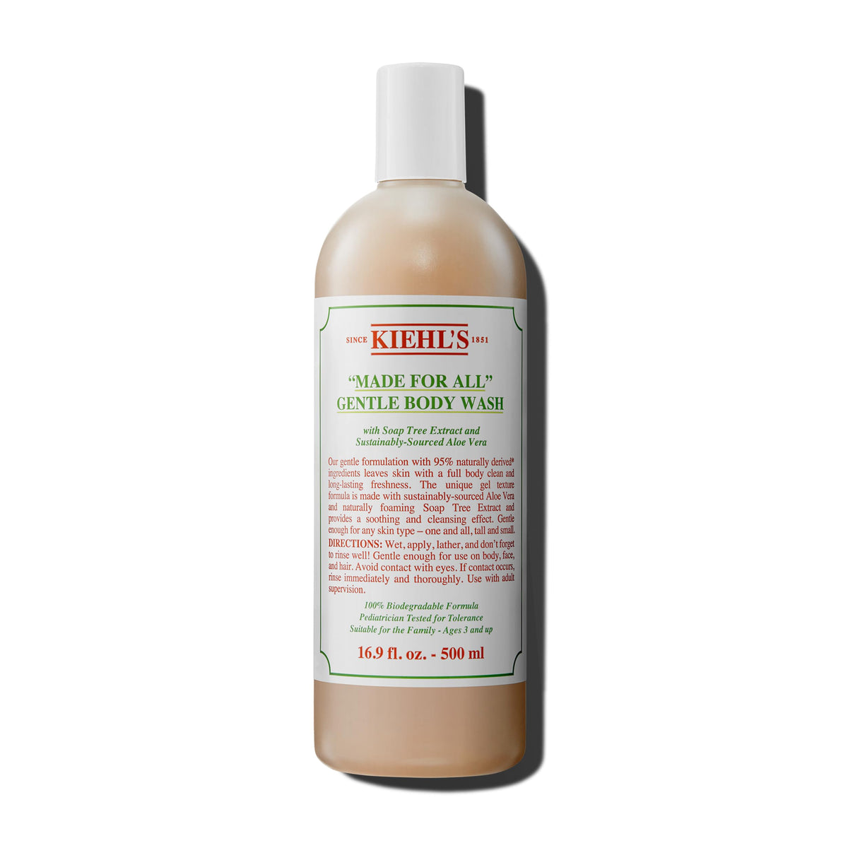 Kiehl's bottle front view showing product name and size, easy identification benefit
