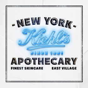 Kiehl's conditioner on bathroom shelf styled with towels to convey nourishing daily routine