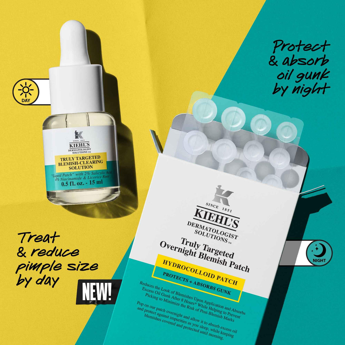Kiehl's patch applied on skin demonstrating discreet targeted blemish coverage