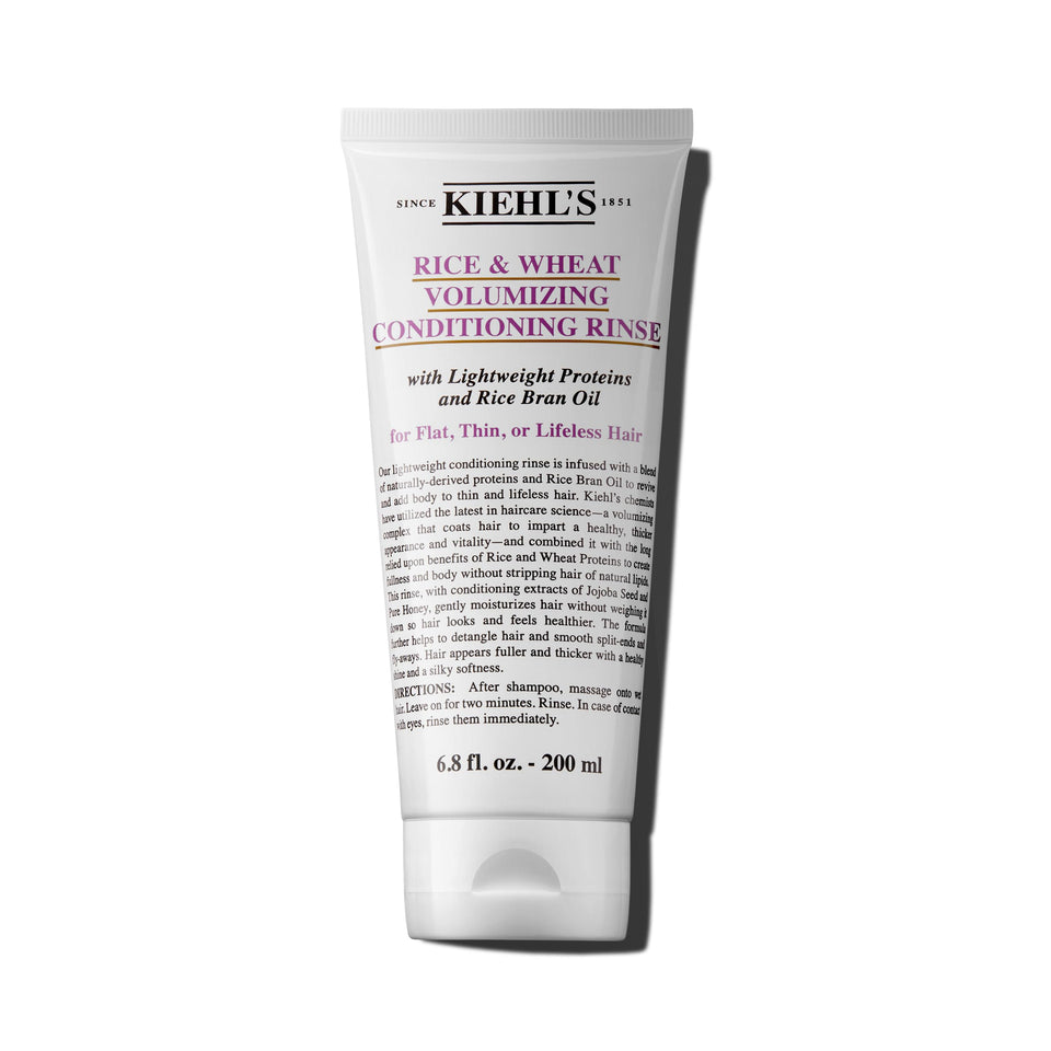 Kiehl's front packaging of volumizing conditioner showing bottle and label benefits