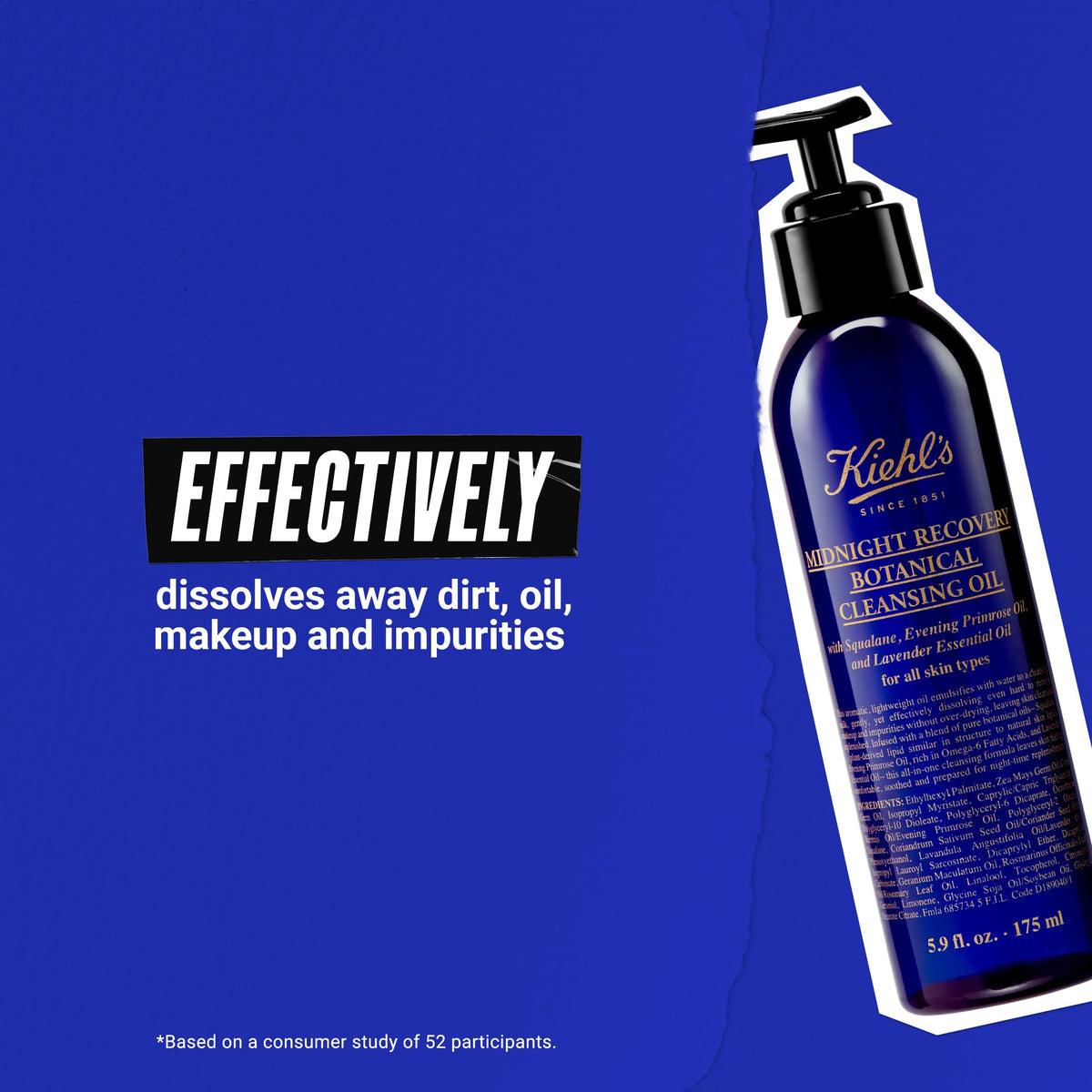 Kiehl's bottle held in hand for scale, shows 5.9 oz size and convenient pump benefit