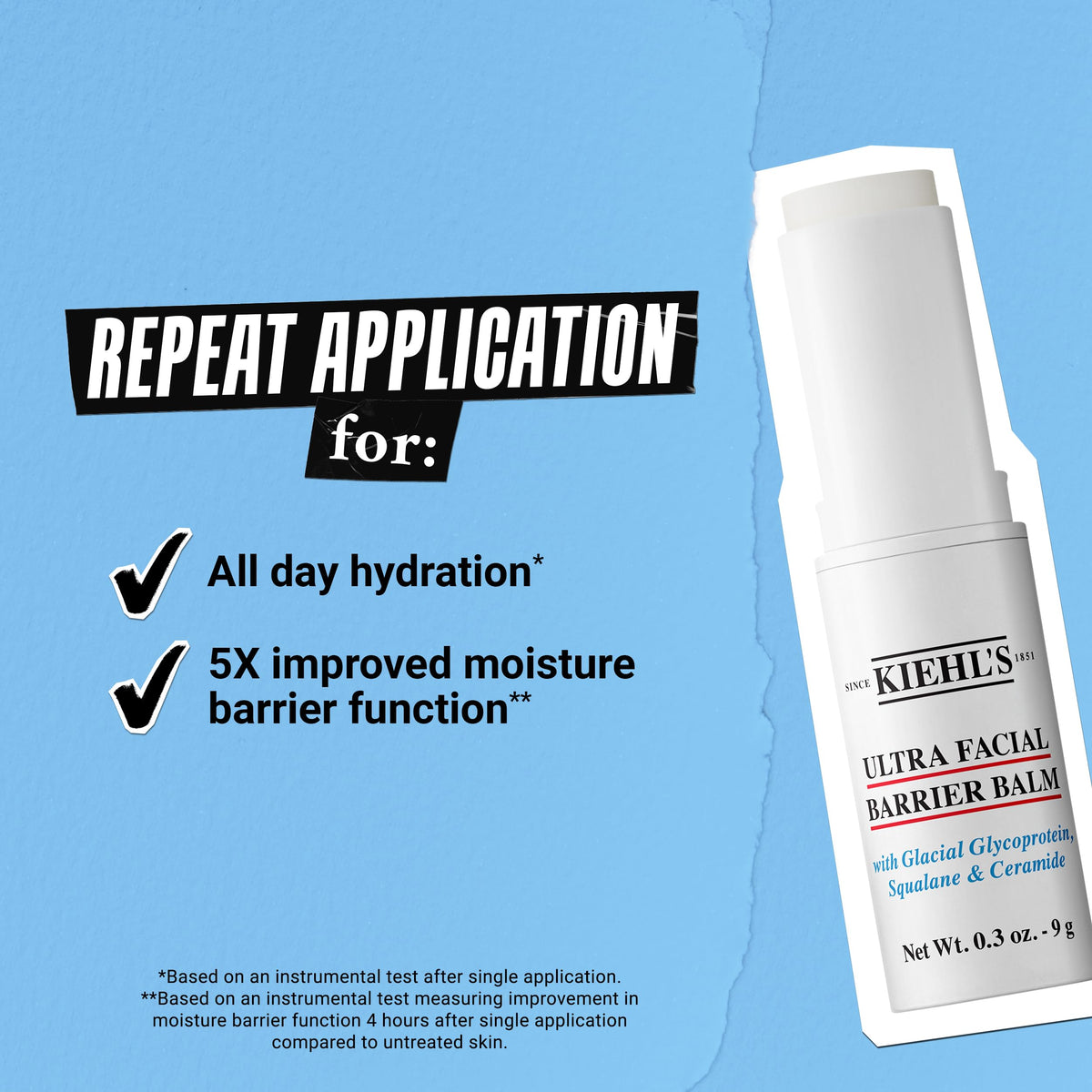 Kiehl's stick beside travel items showing portability and convenient hydration benefit