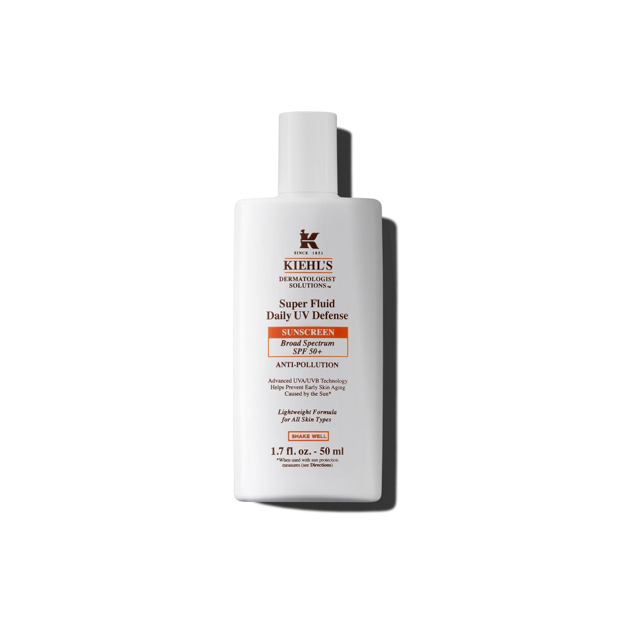 Kiehl's front packaging showing SPF 50+ protection and matte finish benefit