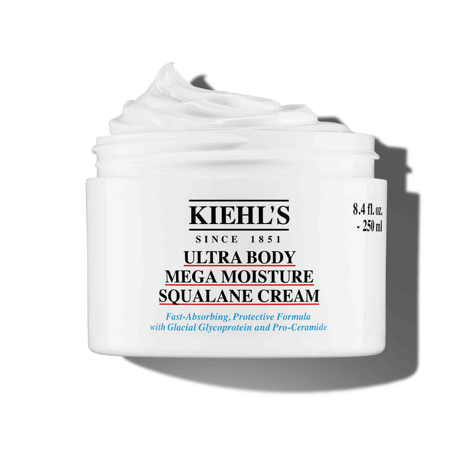 Kiehl's jar front packaging showing unscented formula and hydration benefit