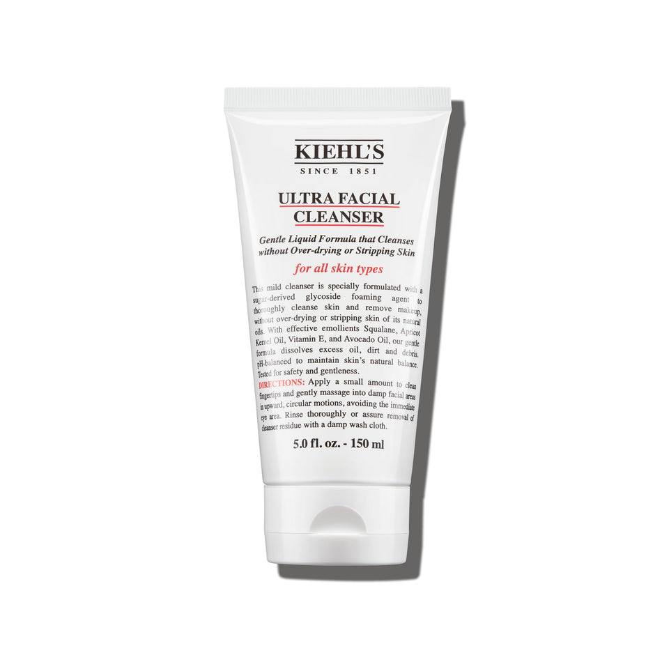 Kiehl's front packaging of Ultra Facial Cleanser showing product benefits and size