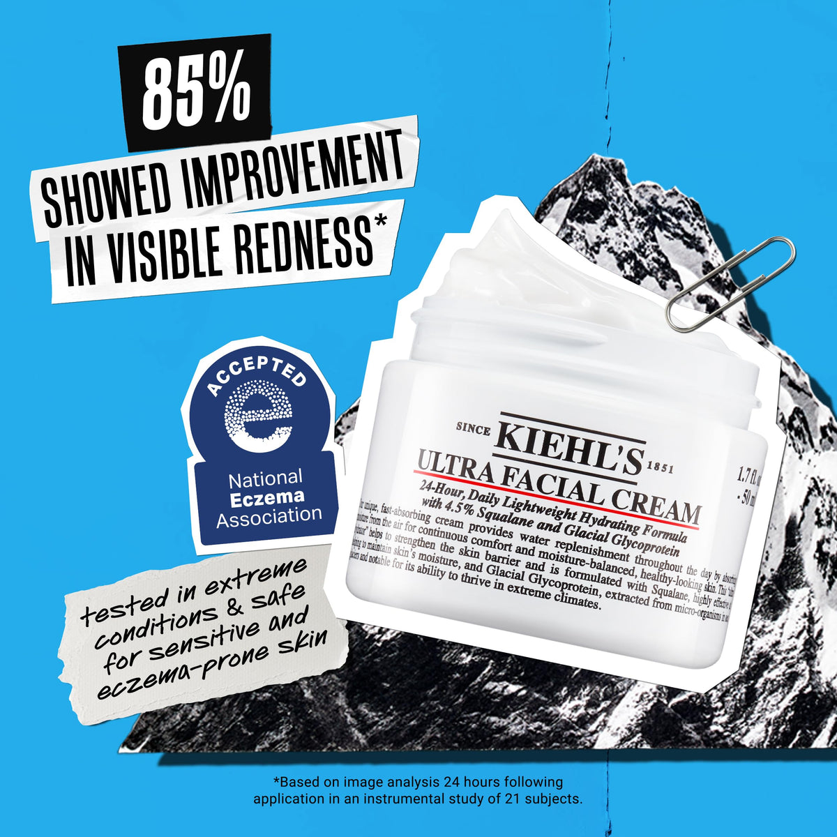 Kiehl's applying cream to cheek illustrating immediate hydration benefit