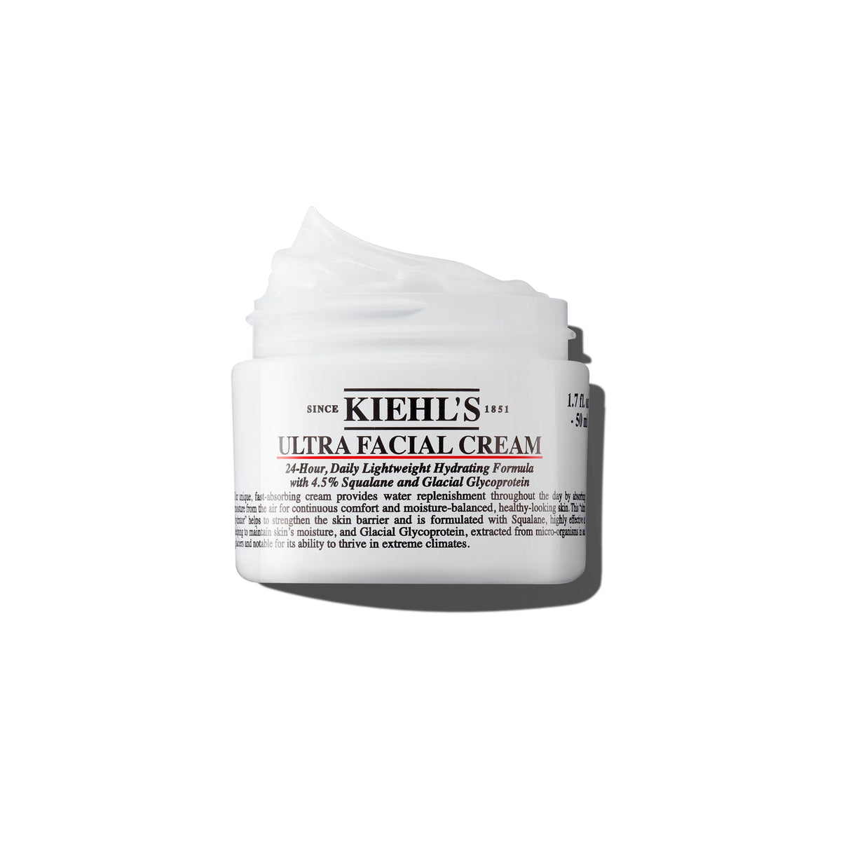 Kiehl's jar front view showing lightweight moisturizer benefit