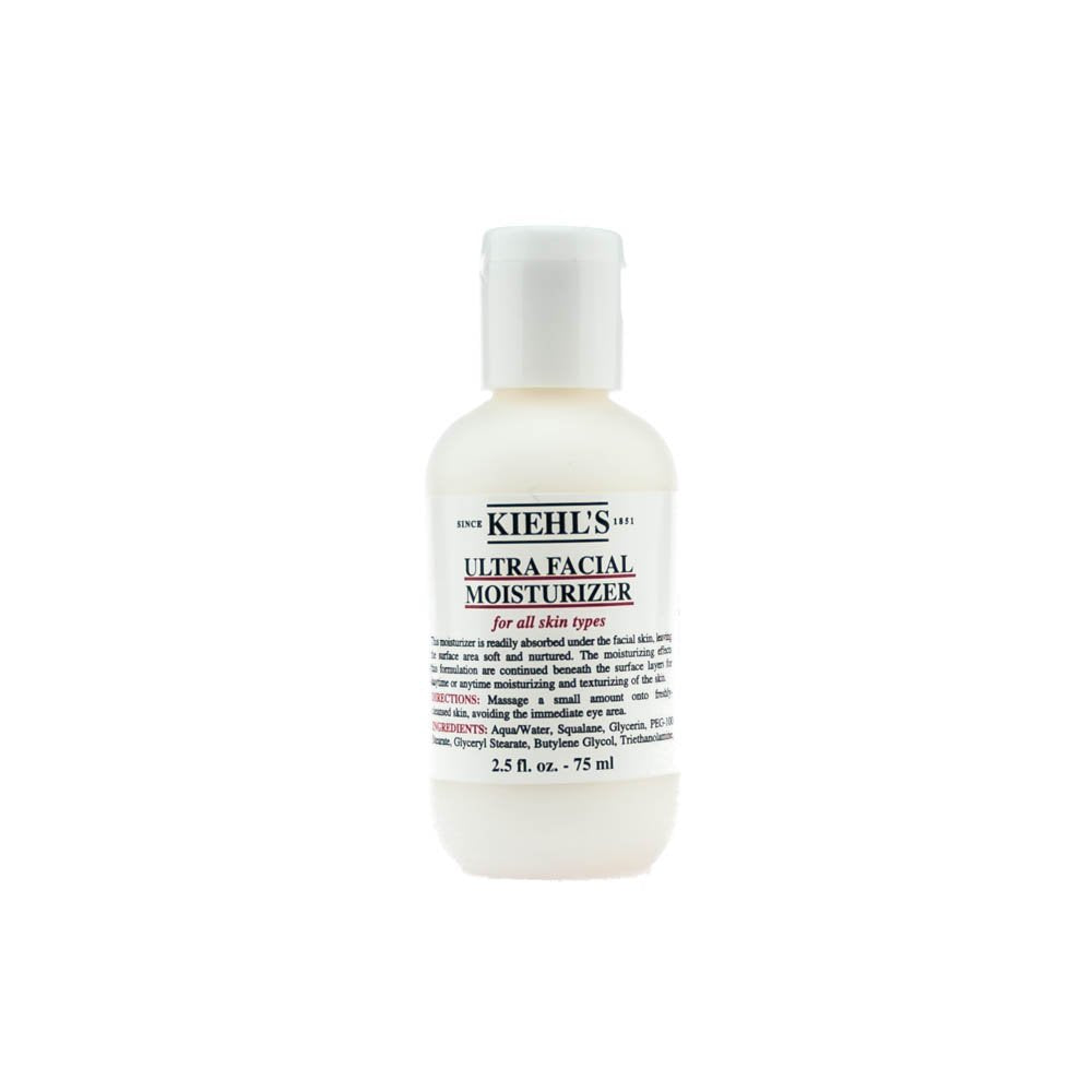 Kiehl's front packaging showing compact 2.5 oz tube, travel-friendly hydration