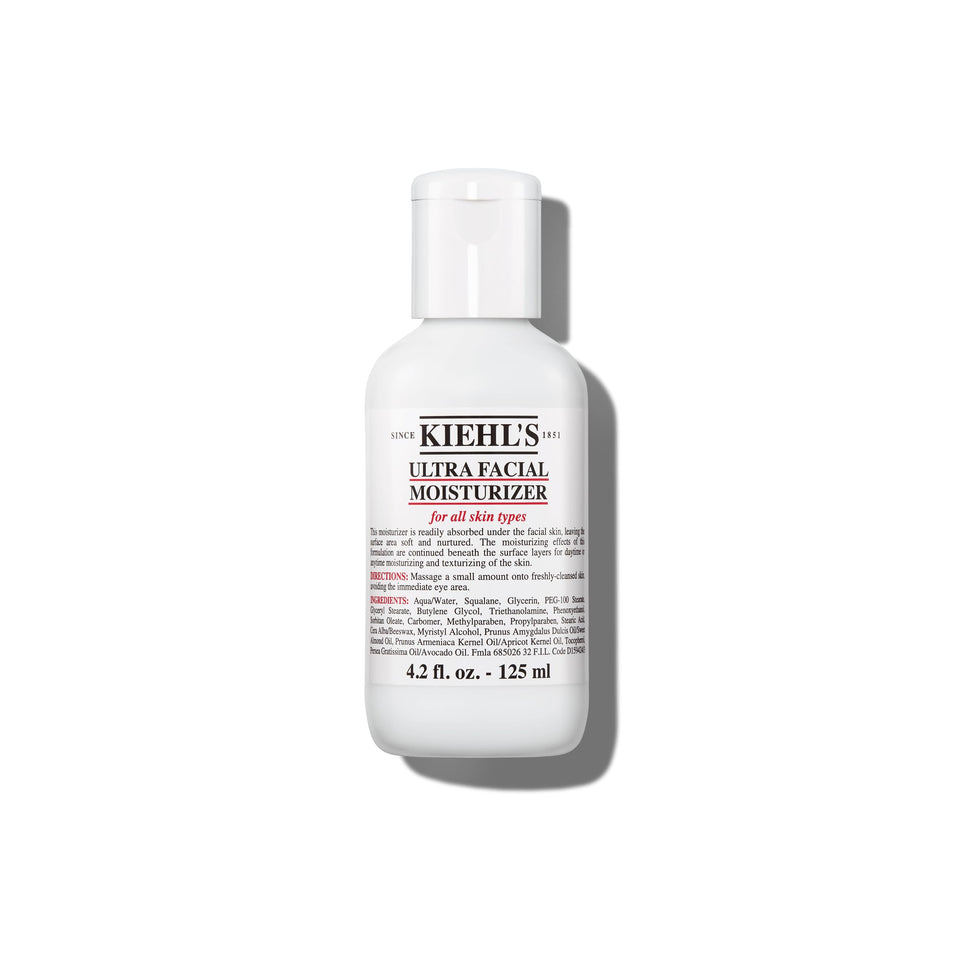 Kiehl's front packaging showing jar and brand, highlights easy hydration