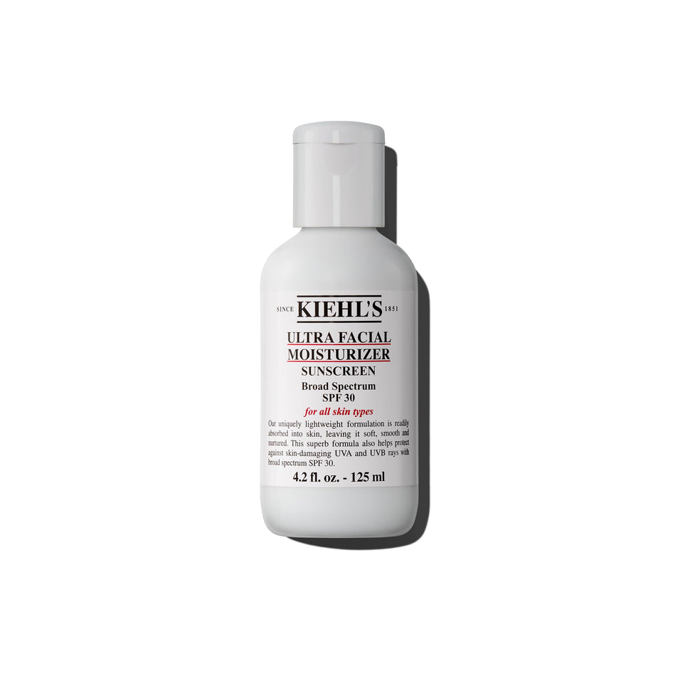 Kiehl's front packaging of moisturizer showing SPF label and benefits