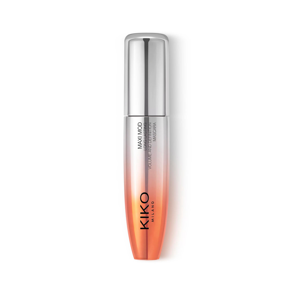 KIKO Milano mascara being applied to lashes illustrating targeted coverage and fullness