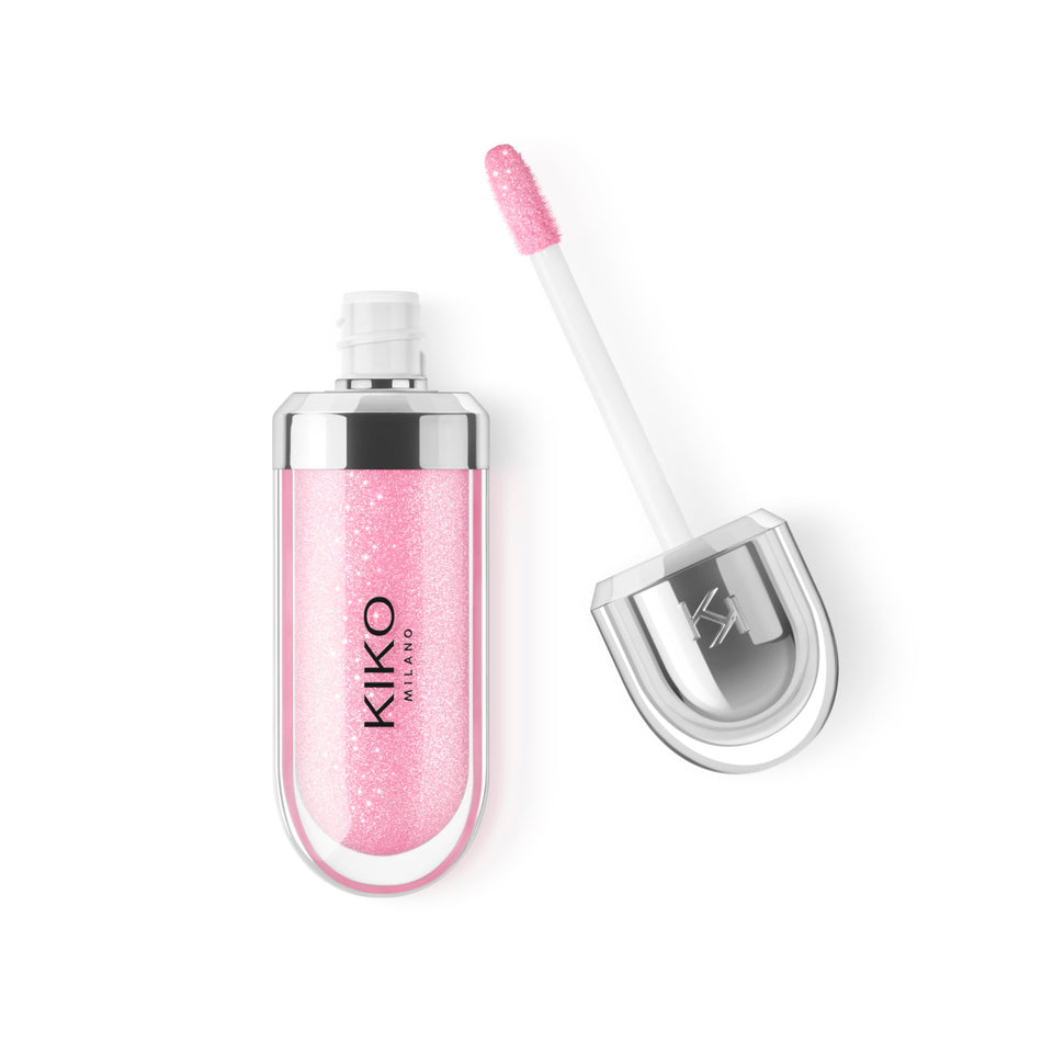 Kiko Milano front packaging showing glossy pearly pink and metallic cap for premium appeal