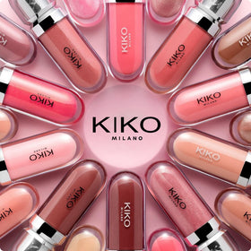 Kiko Milano gloss worn on lips in lifestyle shot for plumped radiant smile