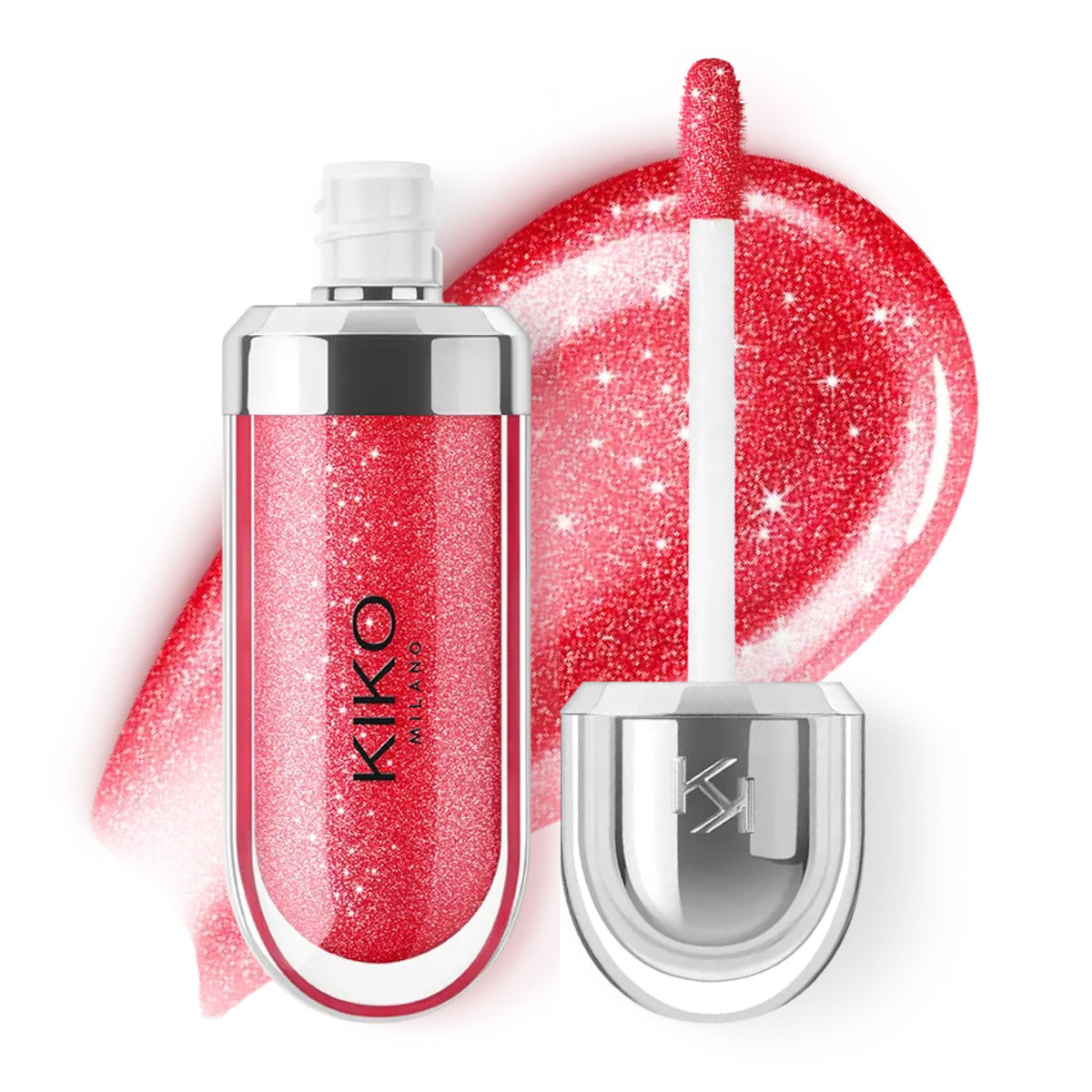 Kiko Milano front packaging showing glossy tube and shimmering shade