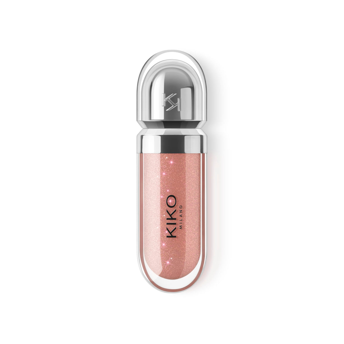 Kiko Milano gloss applied on lips showing plumping, radiant smile