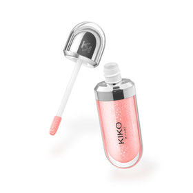 Kiko Milano texture swatch highlighting pearly peach-rose shine and smooth finish