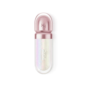 Kiko Milano lip oil milky way swatch on skin displaying sheer tint and radiant hydration benefit
