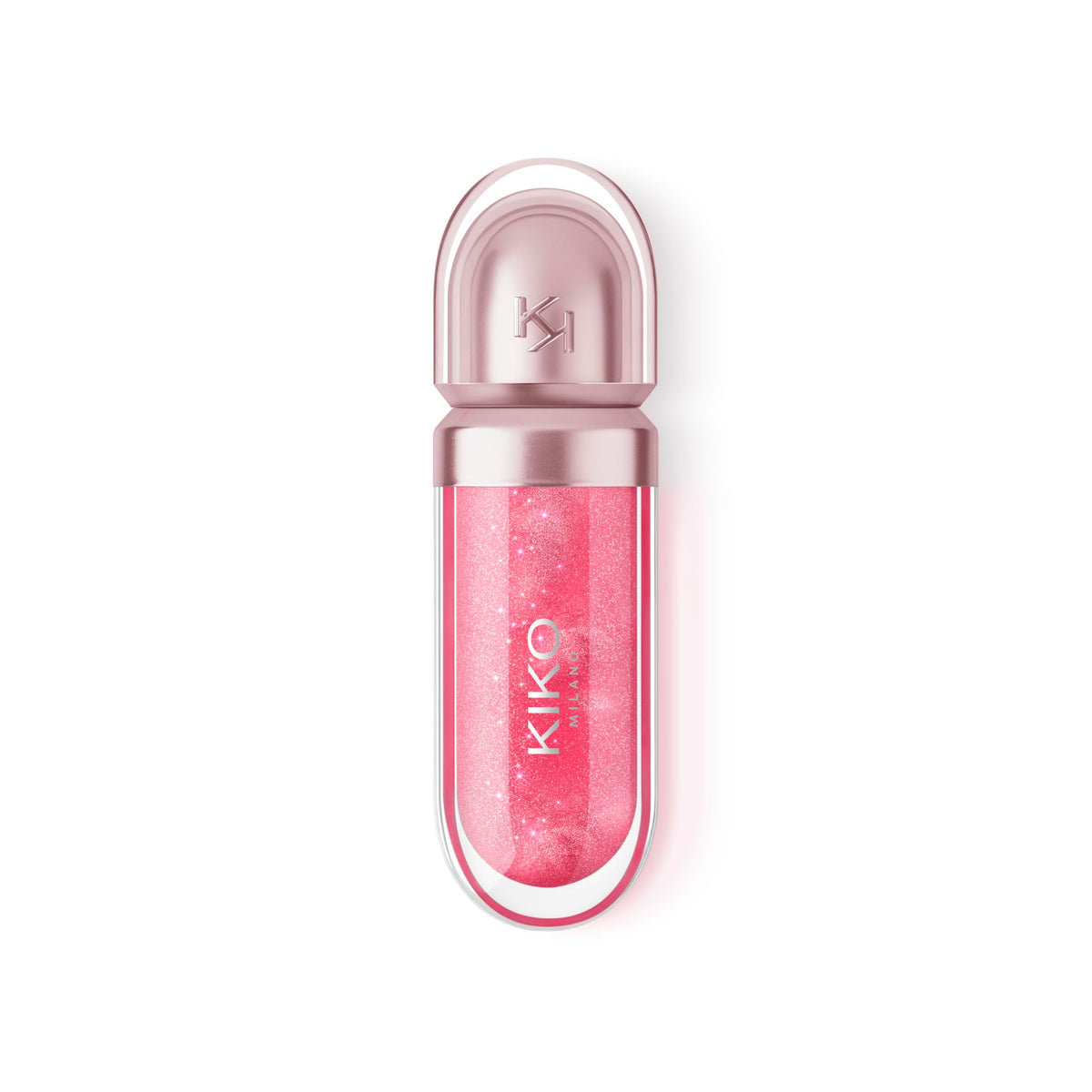 Kiko Milano lip oil texture on lips with glossy shine that enhances natural color