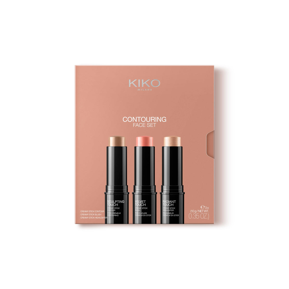 KIKO Milano front packaging of the three-stick contouring face set for easy travel
