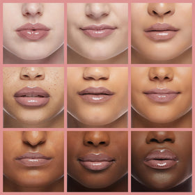 Kiko Milano lip swatch on model showing long-lasting vivid colour and glossy shine