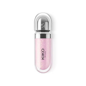 Kiko Milano lips in lifestyle shot showcasing pearly lavender gloss enhancing smile