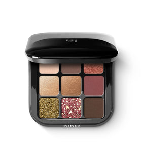 Kiko Milano palette front open showing nine shades and mirror for versatile looks
