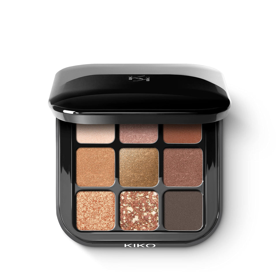 Kiko Milano front packaging showing compact case and branding, convenient travel benefit