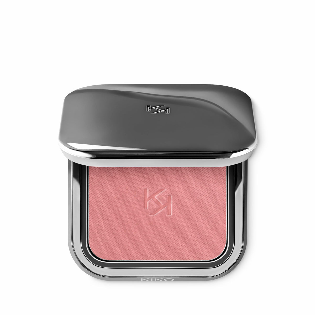 KIKO Milano compact front view showing gunmetal case and mirror for convenient touchups