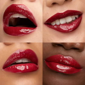 Kiko Milano gloss applied over colour on lips showing radiant shine and soft finish