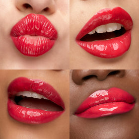 Kiko Milano lip swatch close-up showing bright long-lasting color and glossy finish