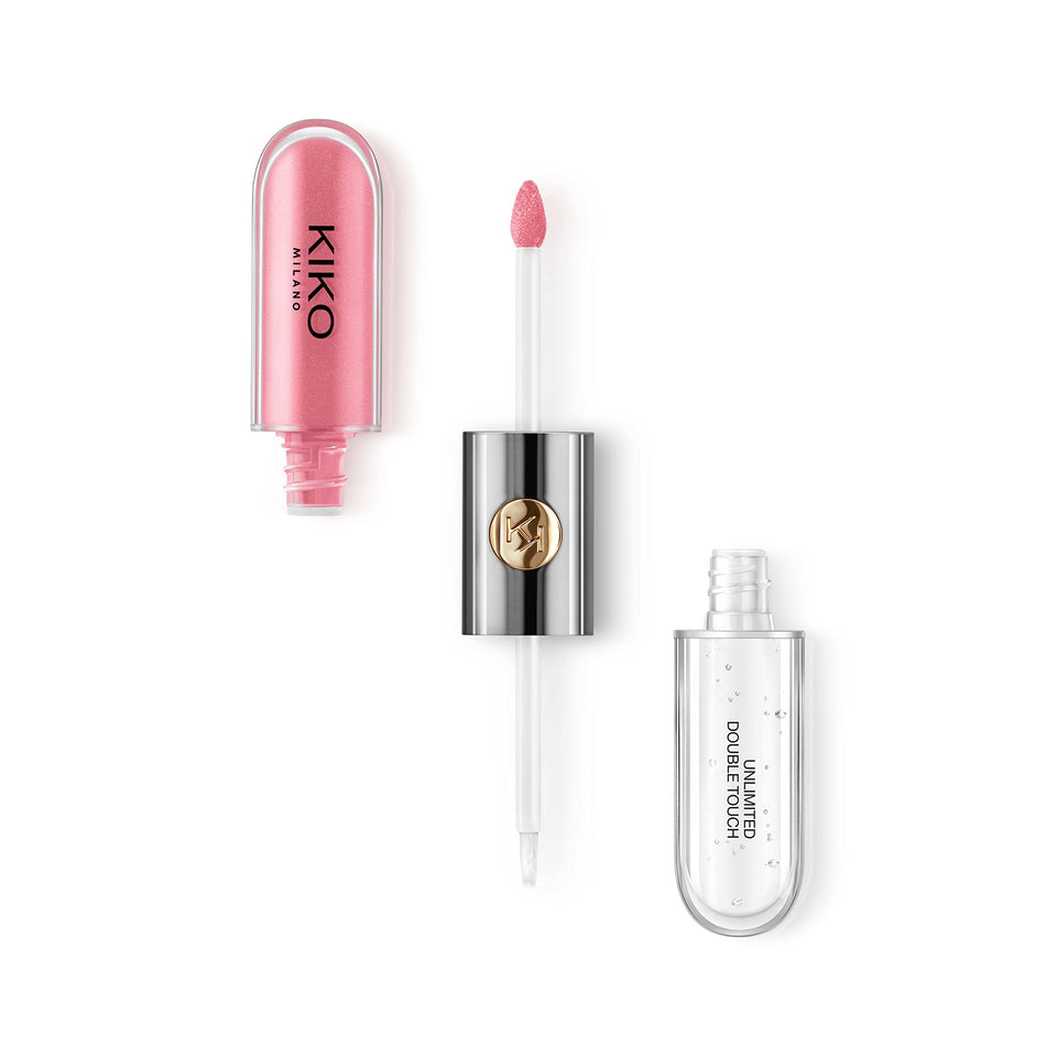 Kiko Milano front packaging of dual-ended lipstick showing elegant KK monogram and shade
