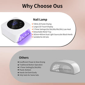 Kikugu lamp beside a hand for size comparison showing compact, travel-friendly design