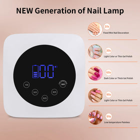 Kikugu lamp curing a hand to demonstrate fast, consistent gel drying in use