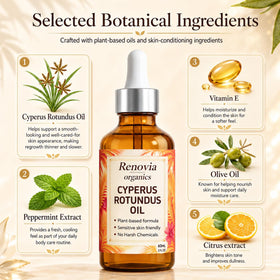 KILIBUM Renovia ingredient display with peppermint and olives, highlights natural botanical benefit