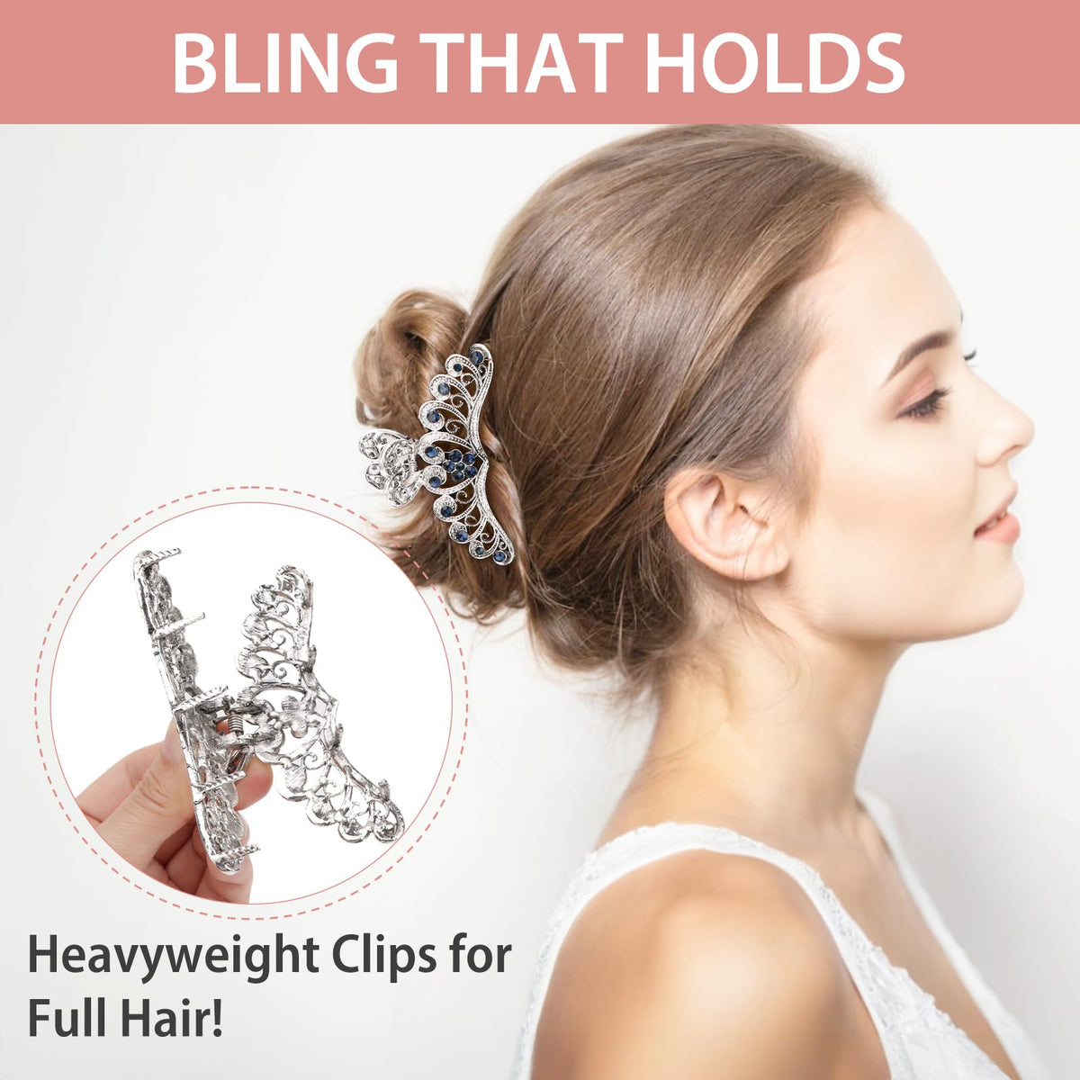 kilofly large clip securing long hair with strong, comfortable grip