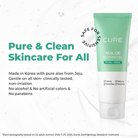 Kim Jeong Moon CURE aloe in a beach scene suggesting post-sun soothing relief