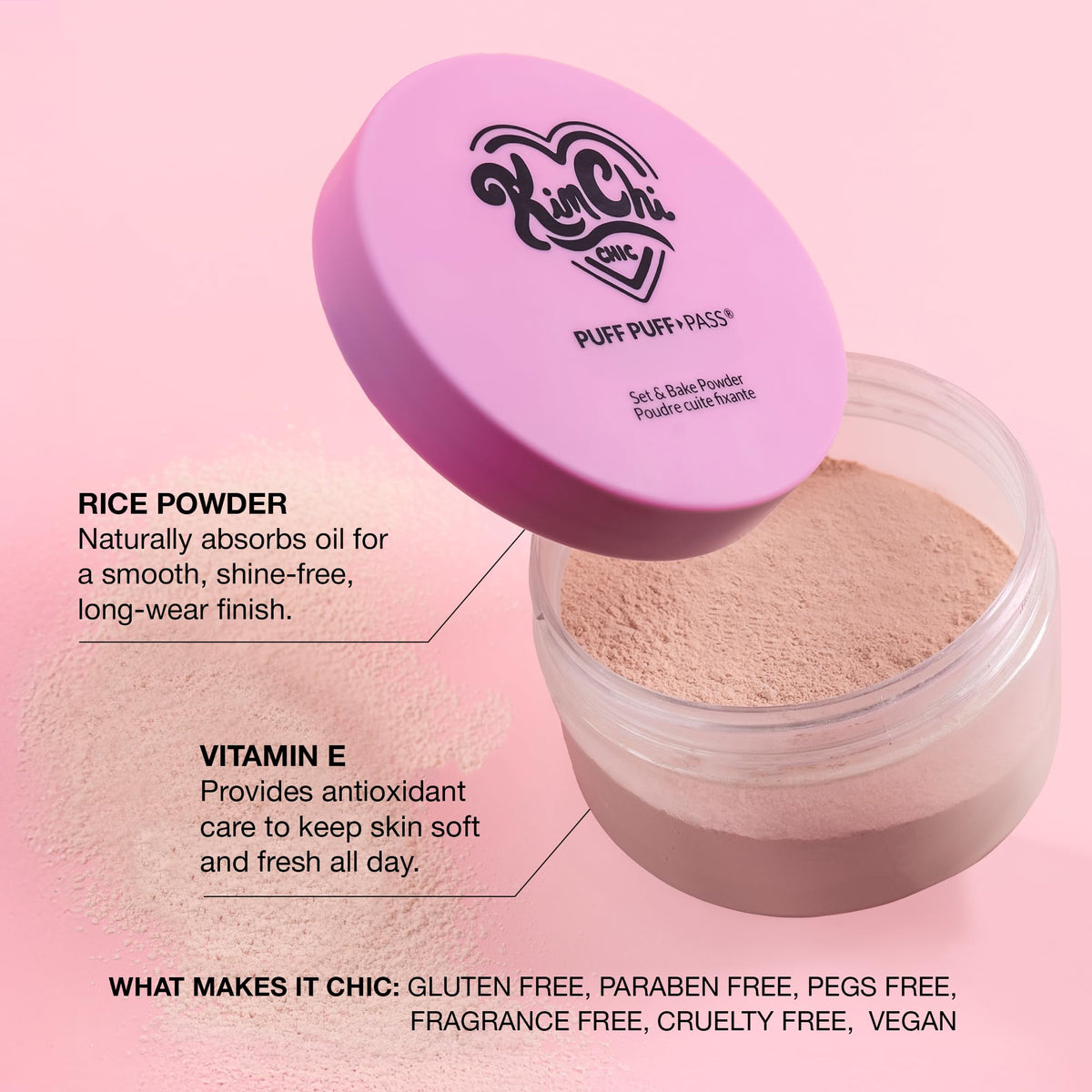 KimChiChic application full-face in mirror delivering matte, even coverage and long wear