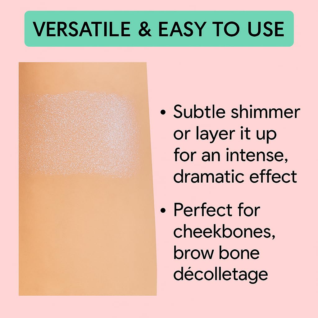 KimChiChic pressed powder texture close-up revealing pearlescent shimmer for blendable glow