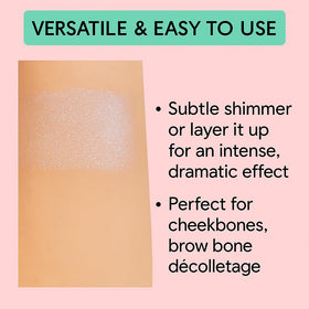 KimChiChic pressed powder texture close-up revealing pearlescent shimmer for blendable glow