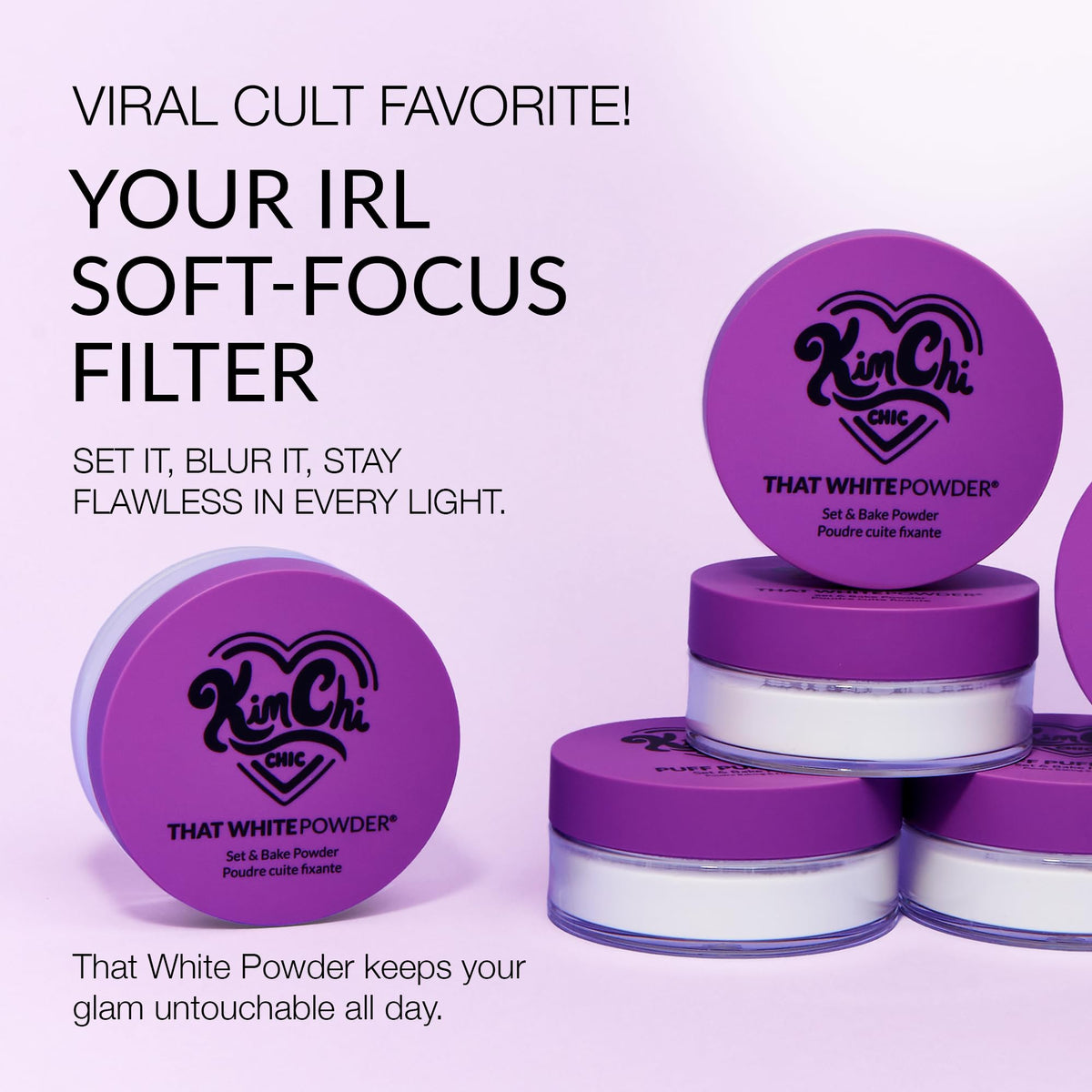 KimChiChic on vanity with brush and accessories for lifestyle styling and everyday use benefit