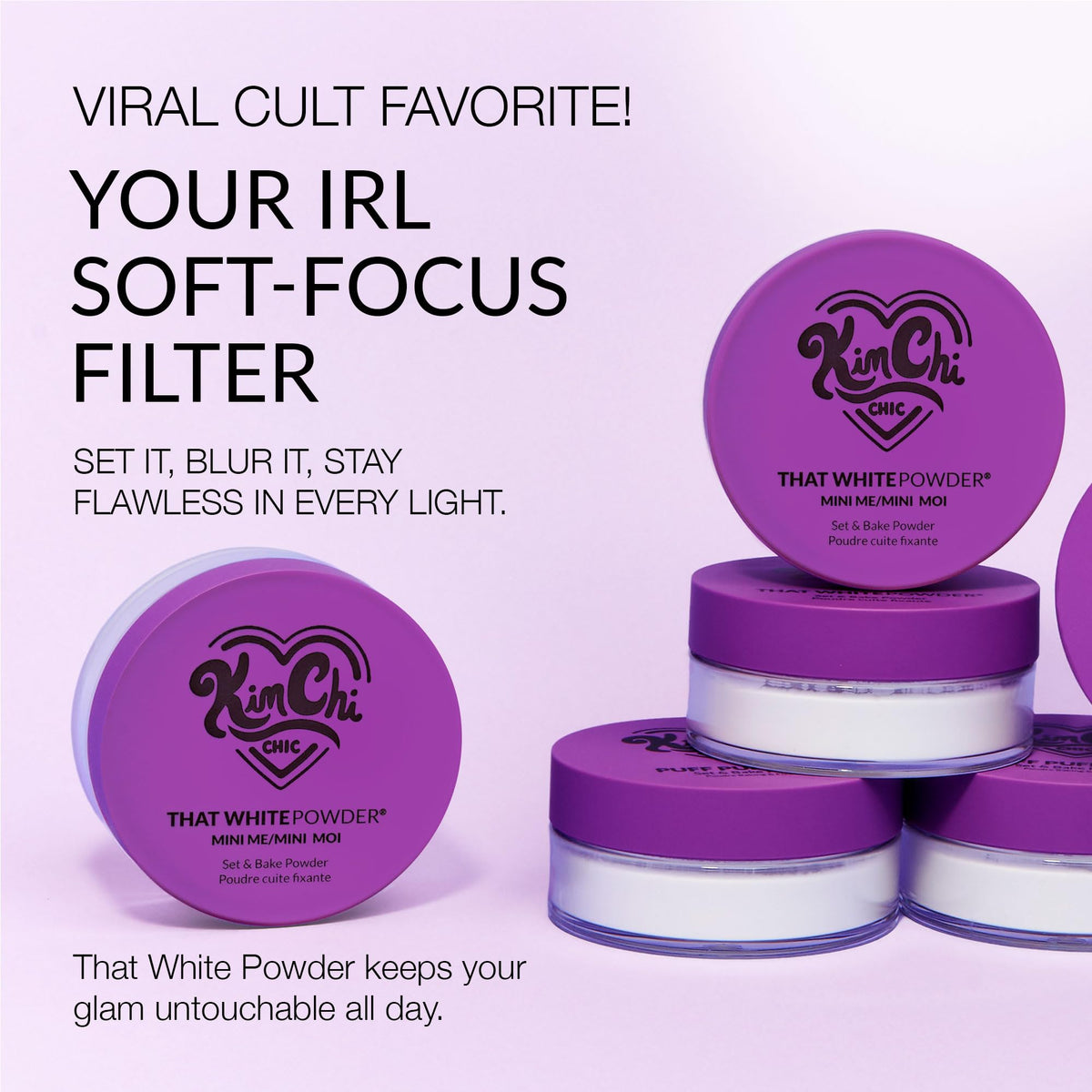 KimChiChic in a travel kit on a vanity illustrating on-the-go touch-ups